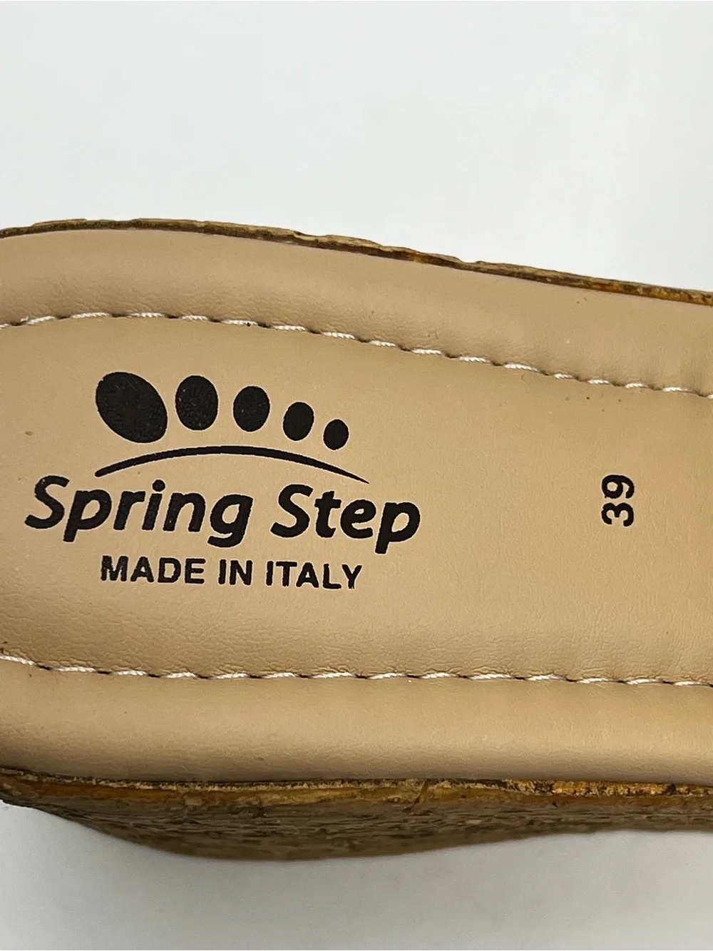 Spring Step Yellow and Black Snake-Print Cork Wedge Slide